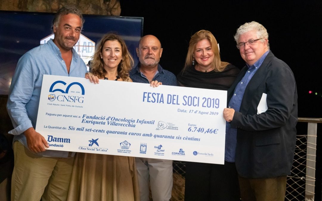 El Club Nàutic entrega un xec de 6.740 euros a la Fundació d’oncologia infantil Enriqueta Villavecchia